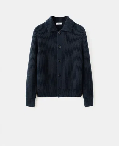 Mango Men's Structured Wool-blend Cardigan In Blue