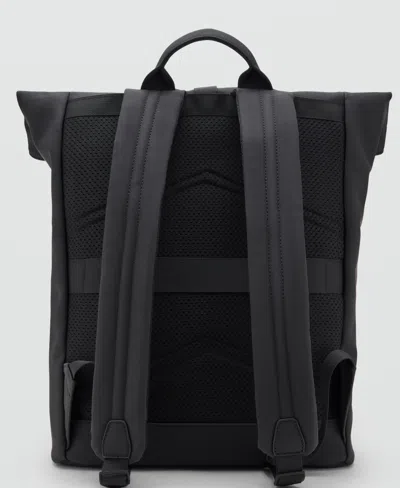 Mango Men's Flap Closure Rubberized Backpack In Black
