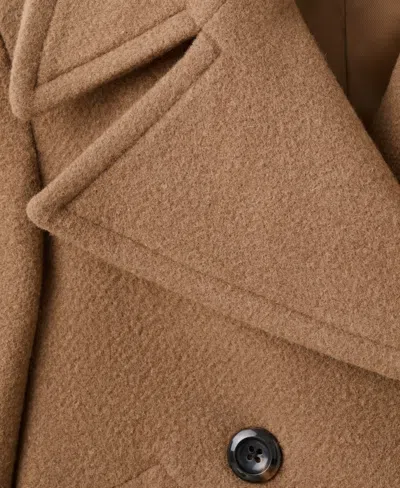 Mango Manteco Double Breasted Wool Blend Coat In Brown