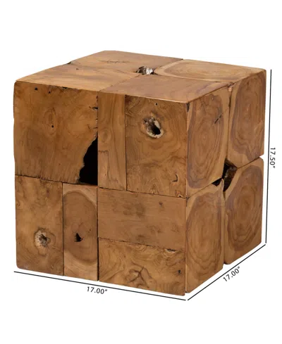 Macy's Furniture Eldora 17" Teak Root Rustic Transitional End Table In Brown