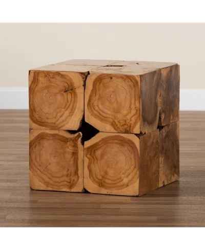 Macy's Furniture Eldora 17" Teak Root Rustic Transitional End Table In Brown
