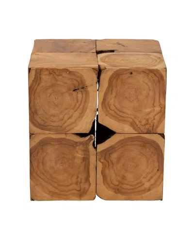 Macy's Furniture Eldora 17" Teak Root Rustic Transitional End Table In Brown