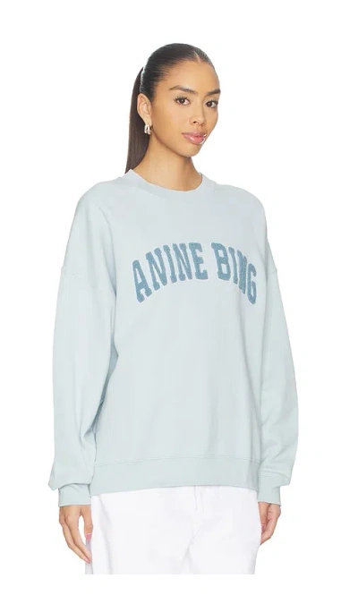 Anine Bing Light Blue Crewneck Embroidery Logo Sweatshirt