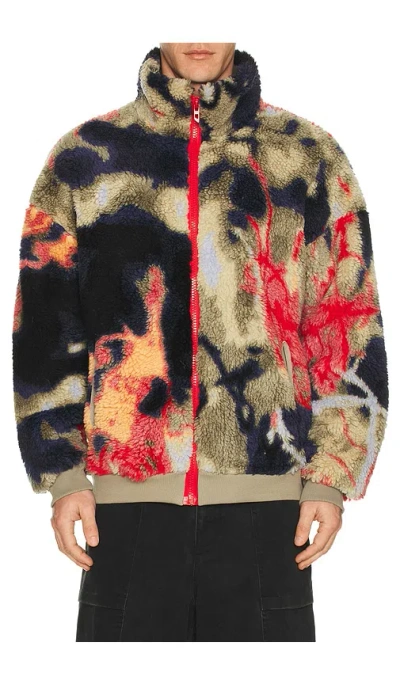 Diesel Teddy-fleece Jacket With Graffiti Motif In Multi