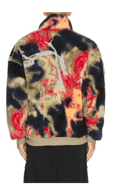 Diesel Teddy-fleece Jacket With Graffiti Motif In Multi