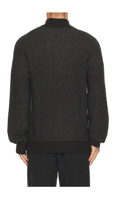 Faherty Quarter Button Sweater In Black