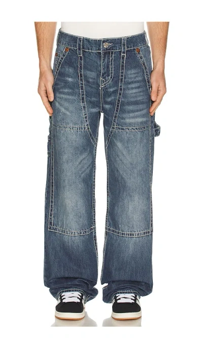 True Religion Vinny Ultra Baggy Carpenter Big T Denim Pant In Blue