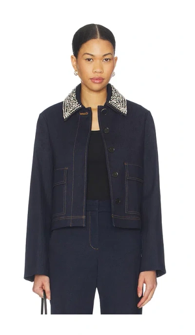 Veronica Beard Barrington Crystal-embellished Denim Jacket In Blue