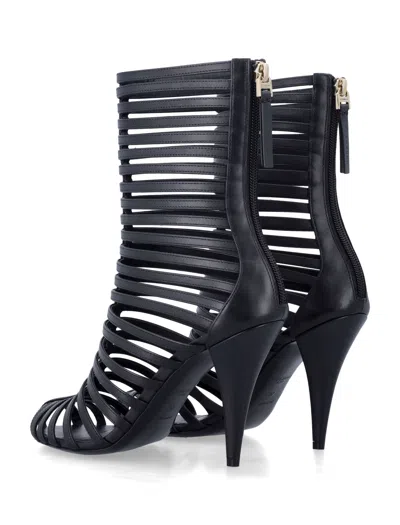 Givenchy Cage Leather Boots Black In Black