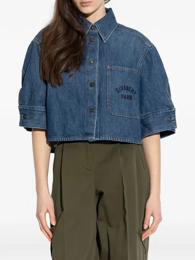 Givenchy Cropped Cocoon Shirt In Medium Denim Clothing In Blue