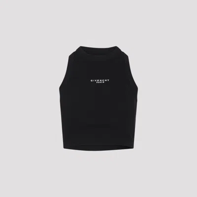 Givenchy Cotton Cropped Tank Top With Paris Print Clothing In Black