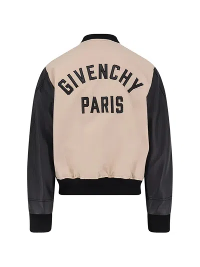 Givenchy Silk Nylon Jacket Contrast Sleeves Pockets In Neutral