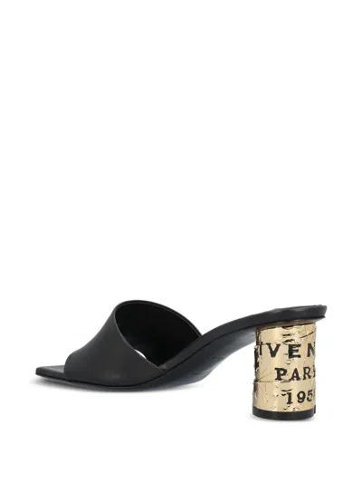 Givenchy 65mm Logo Heel Leather Mule Sandals In Multi