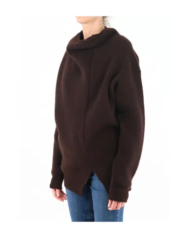 The Row High-neck Ribbed Wool Pullover In Brown