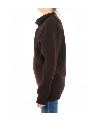 The Row High-neck Ribbed Wool Pullover In Brown