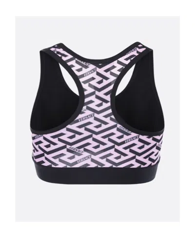 Versace Pattern Printed Sports Bra In Black