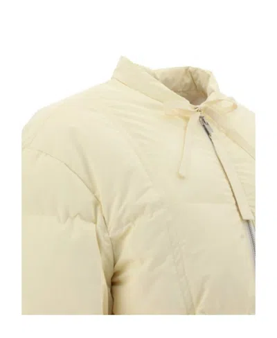 Jil Sander Logo Down Jacket In Brown