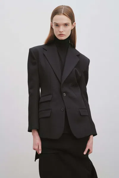 The Row Single-breasted Wool Suit Jacket In Black