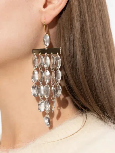 Isabel Marant Logo-engraved Drop Earrings In Gold