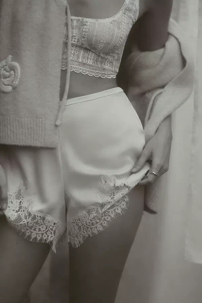 Reformation Fern Lace-trim Satin Shorts In Neutral