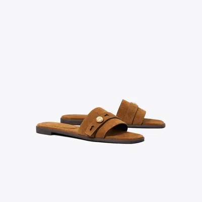 Tory Burch Romy Strap Button Slide In Brown