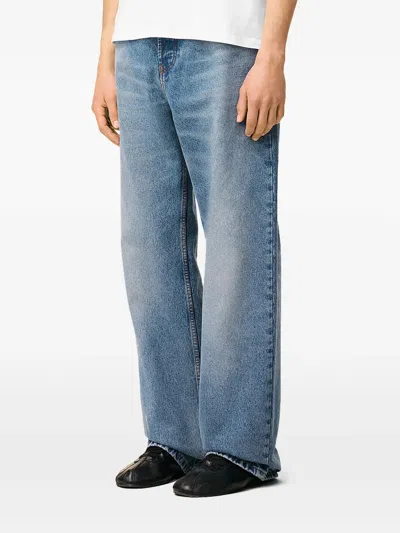 Ami Alexandre Mattiussi High-waisted Wide-leg Denim Pants With Matching Belt In Blue