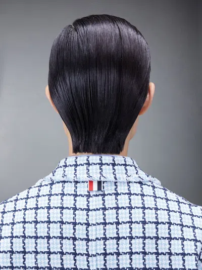 Thom Browne Checked Cotton Single-breasted Coat In Blue