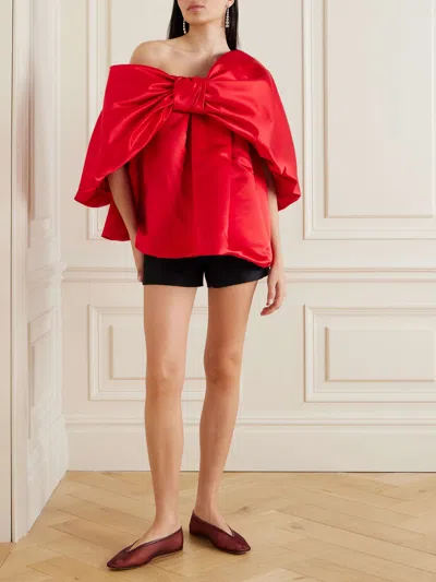 Simone Rocha Oversized Bow Satin Top In Red