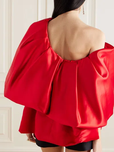 Simone Rocha Oversized Bow Satin Top In Red