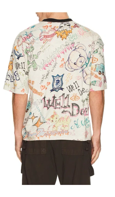 We11 Done Grey Doodle Printed T-shirt In White