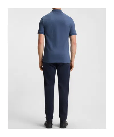Hugo Boss Stretch-cotton Slim-fit Polo Shirt With Logo Patch In Blue