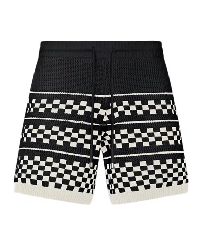 Amiri Embroidered Wool Blend Bermuda Shorts In Black
