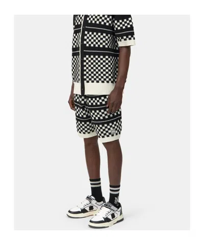 Amiri Embroidered Wool Blend Bermuda Shorts In Black