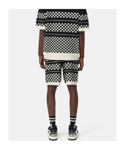 Amiri Embroidered Wool Blend Bermuda Shorts In Black