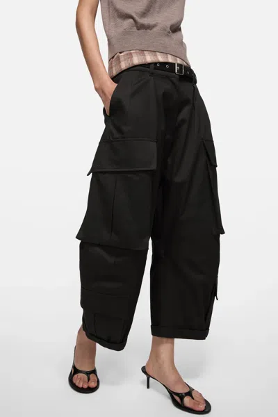 Acne Studios Belt-detail Cargo Trousers In Black