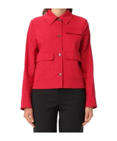 Theory Button-fastening Flap-pocket Jacket In Red