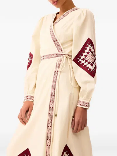 Marie Oliver Naomi Embroidered Midi Dress In Multi