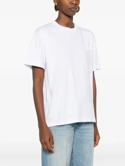 Gucci Women White Crewneck T-shirt With Tonal Horsebit Embroidery On The Front In Cotton Woman In White