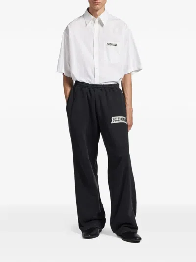 Balenciaga Short Sleeve Silk Blend Button Down Shirt In White