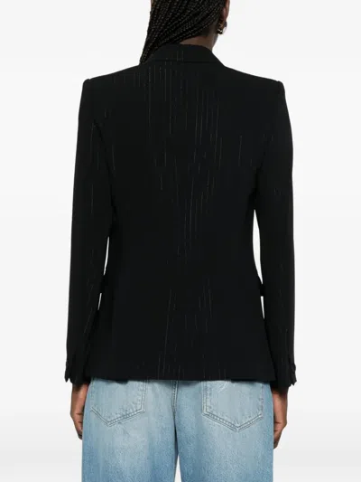 Emporio Armani Single-breasted Pinstriped Lurex Jacket In Black