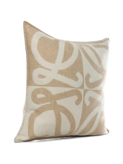 Loewe Logo-pattern Cushion In Brown