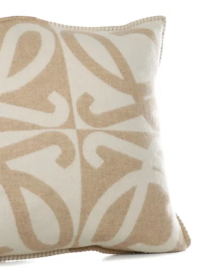 Loewe Logo-pattern Cushion In Brown