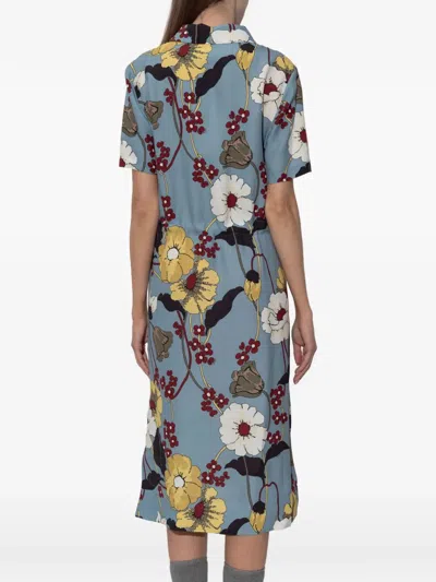 Marni Floral-print V-neck Midi Dress Clothing In Multi