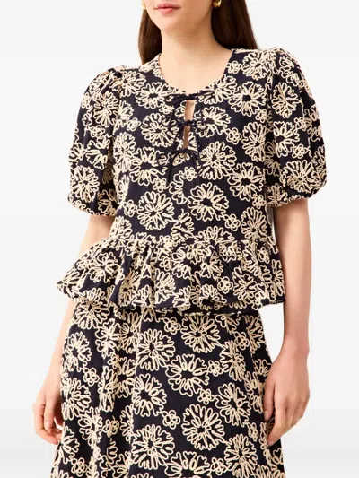 Marie Oliver Estella Floral Puff-sleeve Blouse In Multi