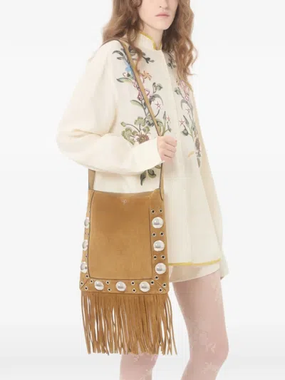 Valentino Garavani Floral Embroidery Shirt Shirt And Blouse Beige In Brown