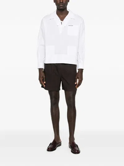 Bode Mens Cotton Maze Long-sleeve Shirt In White