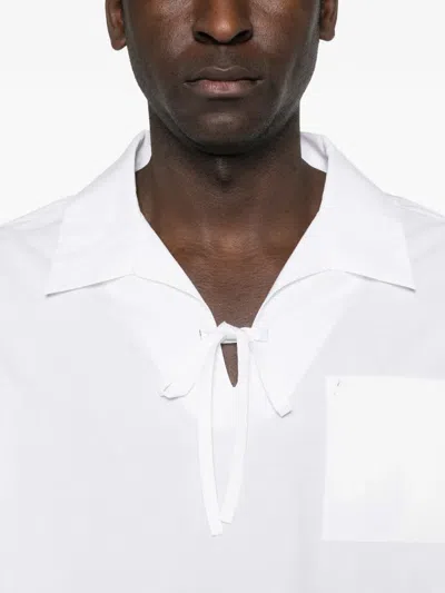 Bode Mens Cotton Maze Long-sleeve Shirt In White