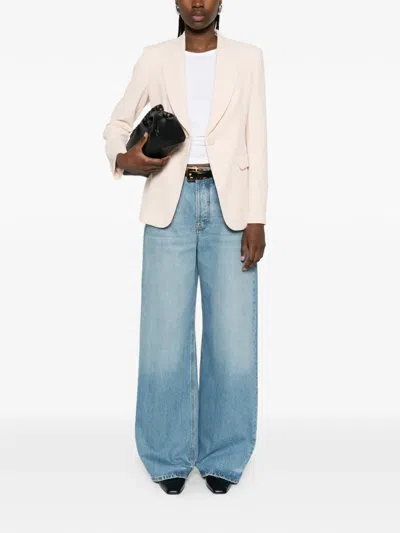 Emporio Armani Single-breasted Jacket In Technical Gabardine In Pink