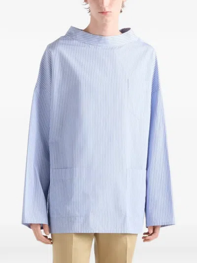 Prada ストライプポケット Tシャツ In Blue