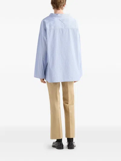 Prada ストライプポケット Tシャツ In Blue